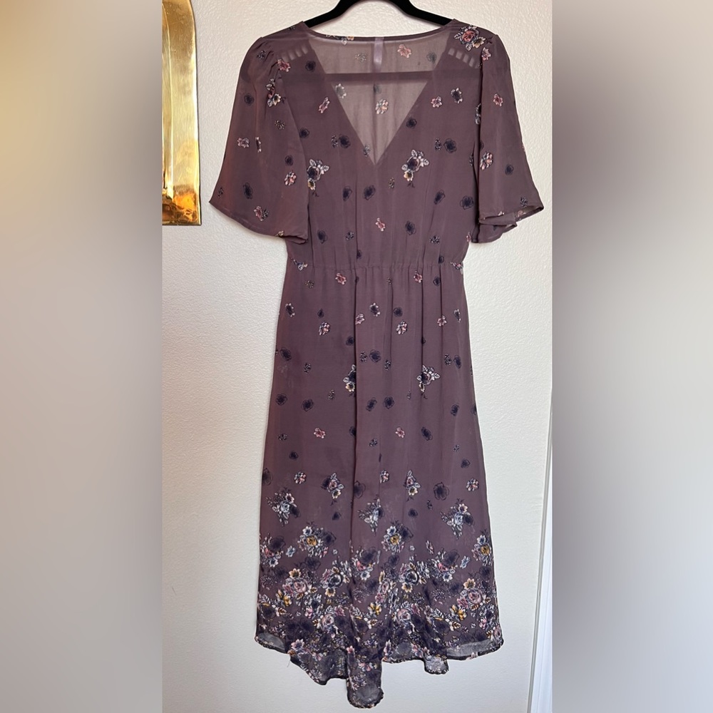 Lightweight purple Maxie dress short sleeve, floral dress, wedding guest dress